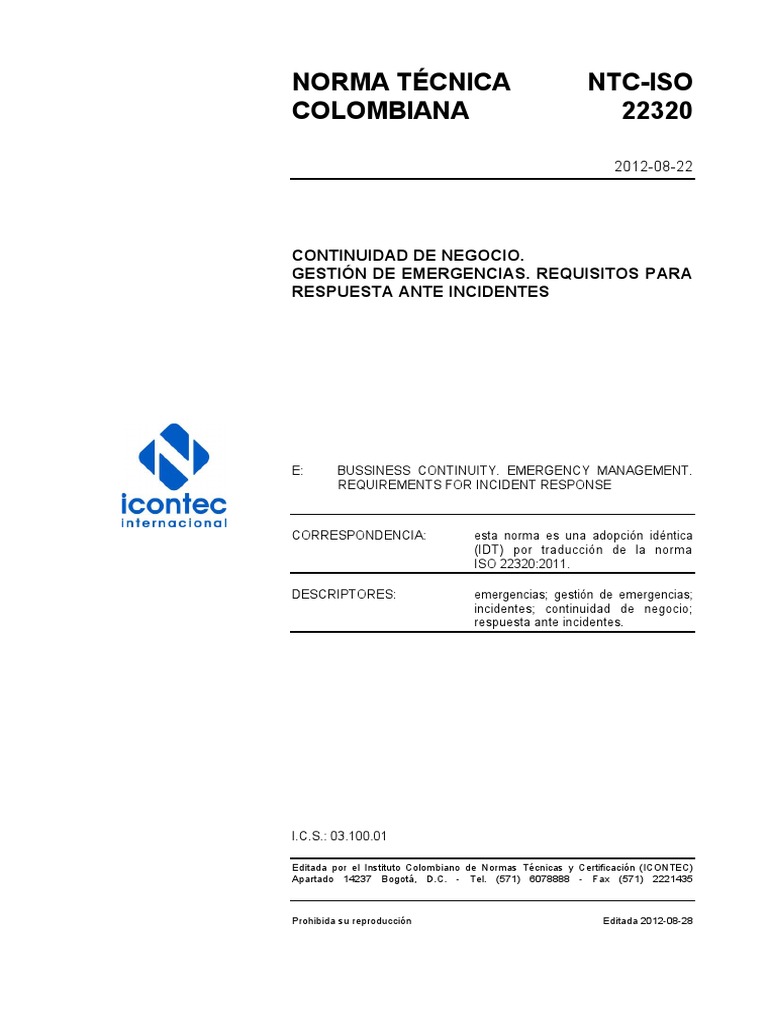 ISO 22320: Gestión de Emergencias y Respuesta | PDF | Gestión de la ...