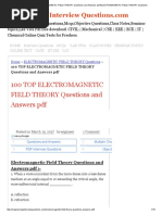 100 TOP ELECTROMAGNETIC FIELD THEORY Questions and Answers PDF ELECTROMAGNETIC FIELD THEORY Questions