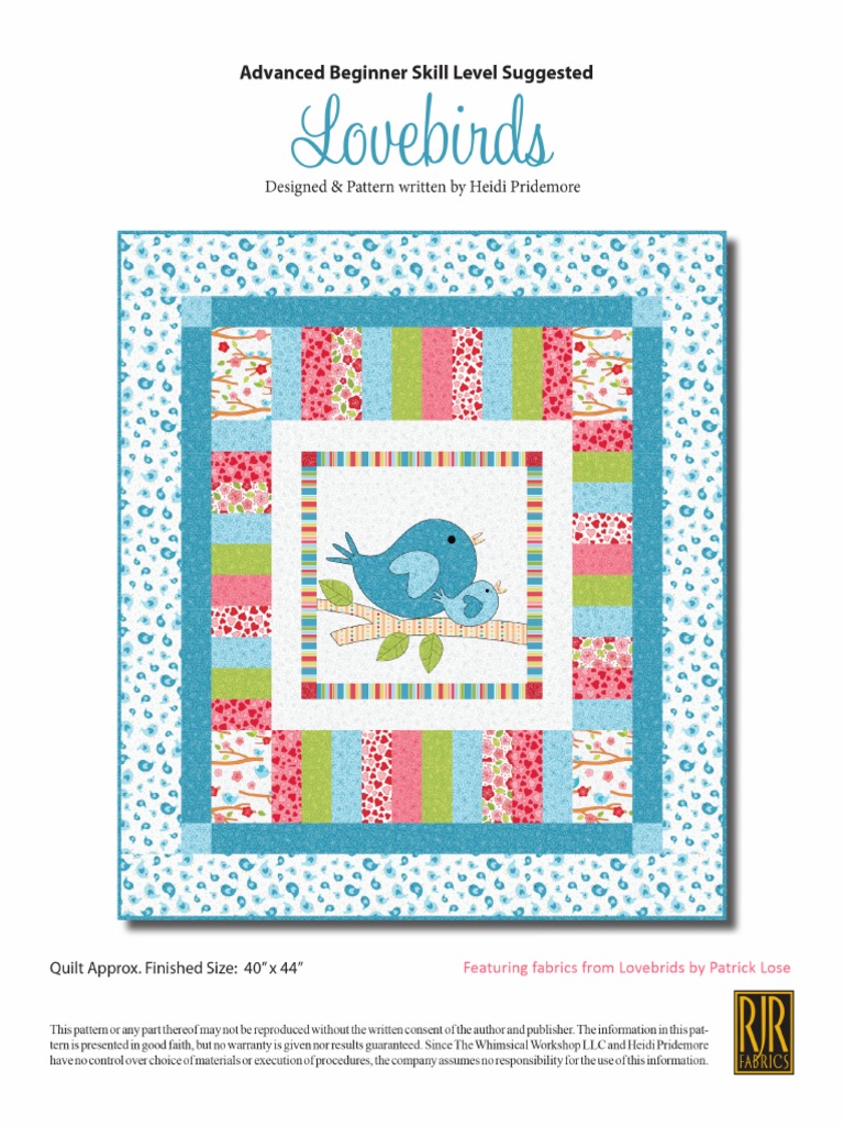 Love Birds Quilt Pattern PDF Quilt Sewing