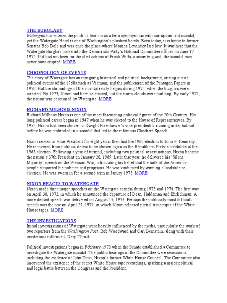 Watergate Has Entered The Political Lexicon As A Term Synonymous With Corruption and Scandal