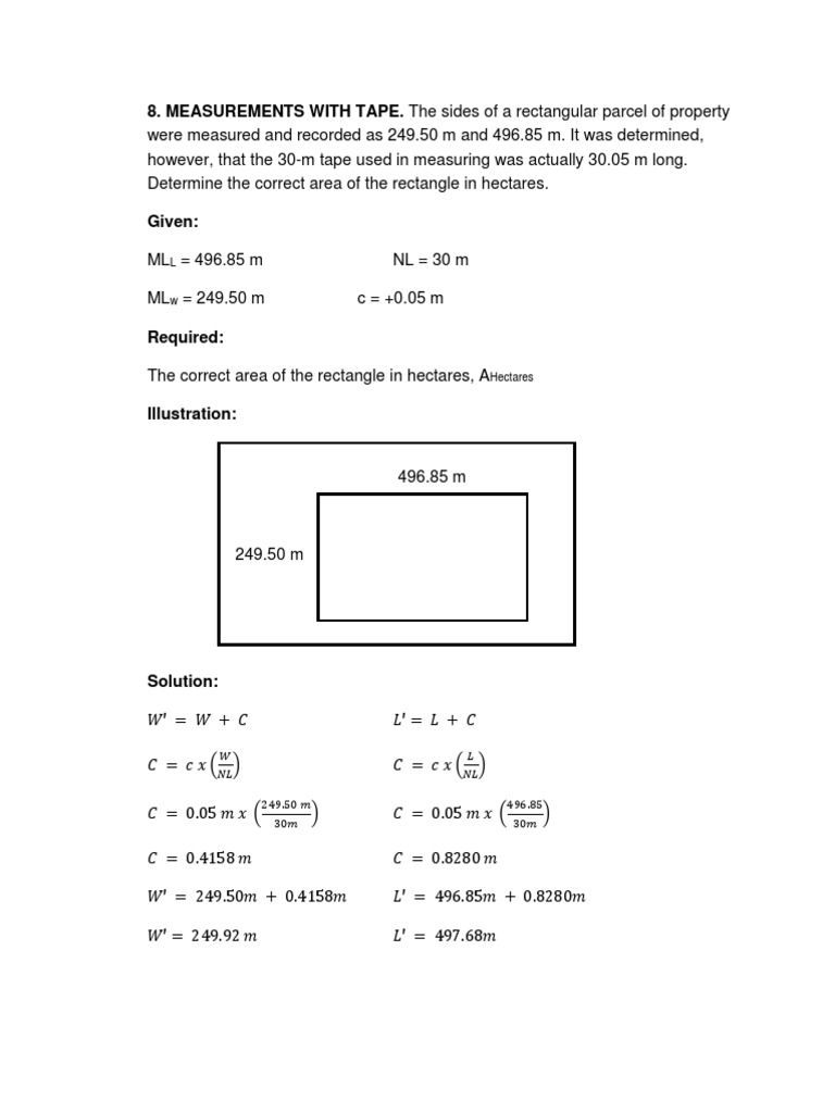 Measuring Rectangular Property with an Inaccurate Tape | PDF