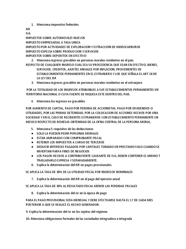 Impuestos y Régimen Fiscal en México | PDF | Impuesto sobre la renta ...