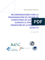 Recomendaciones para La Programación de Cirugía en Condiciones de Seguridad Durante El Periodo de Transición de La Pandemia Covid-19 PDF