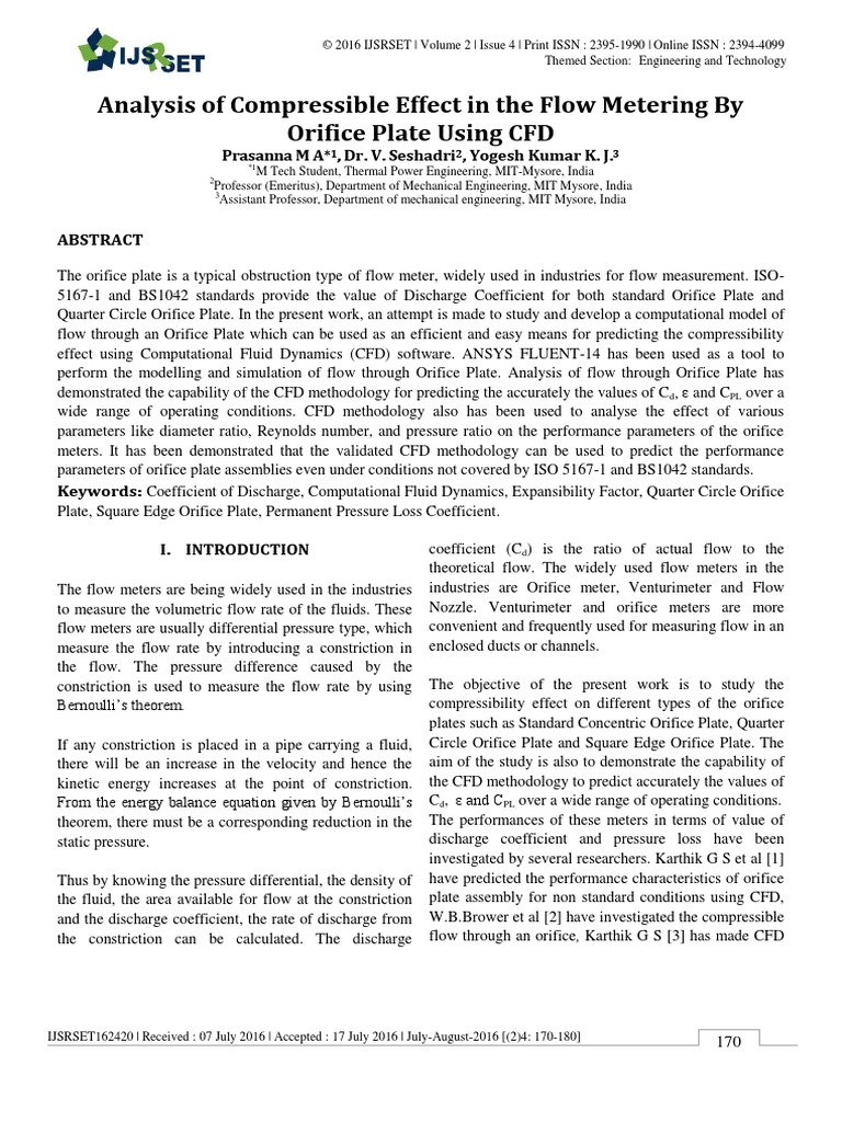 Analysis of Compressible Effect in The Flow Metering by Orifice Plate ...