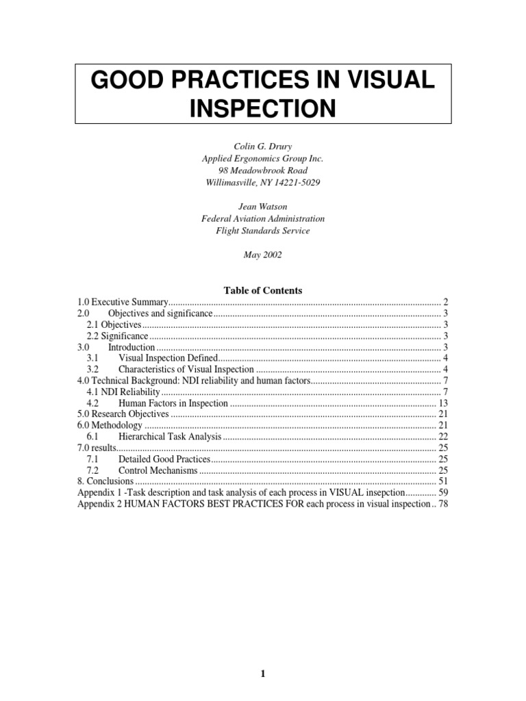 Good Practices in Visual Inspection PDF | PDF | Type I And Type Ii ...