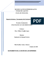 Reporte de Lectura Sacramento de La Uncion de Los Enfermos