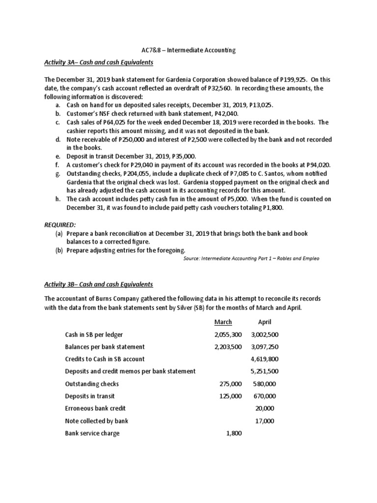Activity 3 Cash and Cash Equivalents PDF