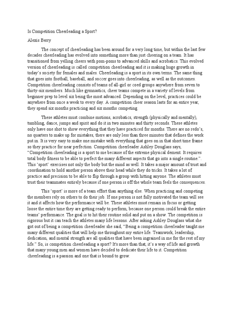 Is Competition Cheerleading A Sport PDF Cheerleading Sports