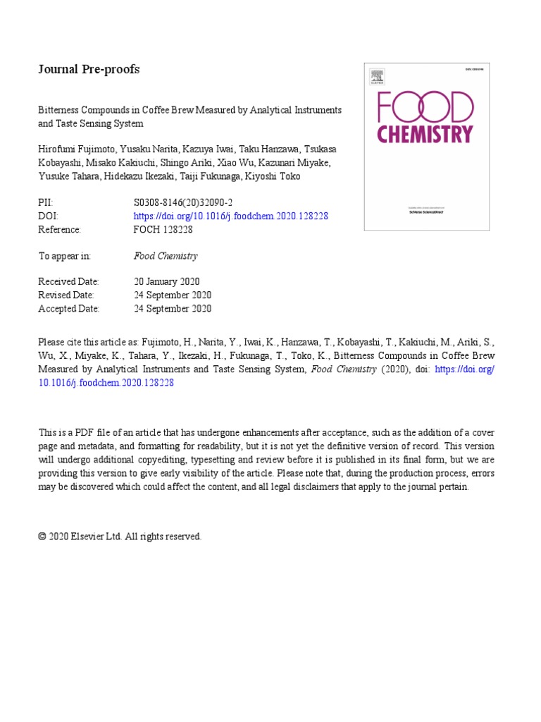 Bitterness Compounds in Coffee Brew Measured by Analytical Instruments