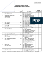 Formulir Pendaftaran MHS Baru Magister 2019