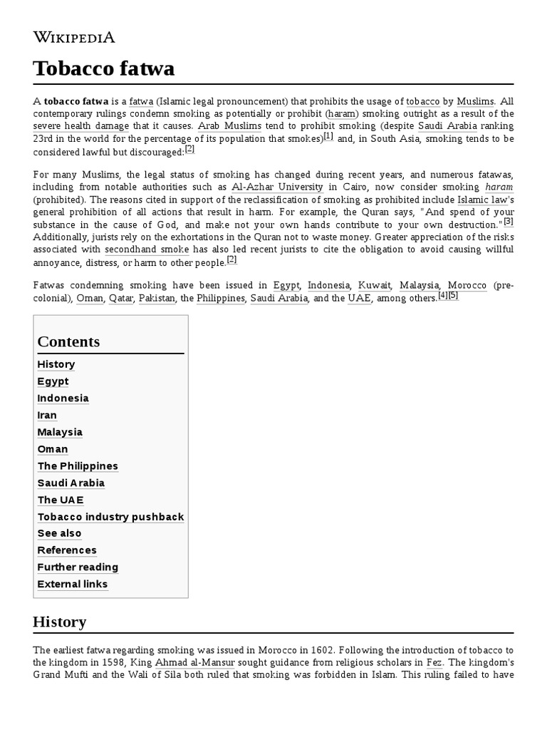 tobacco fatwa Tobacco Fatwa PDF | PDF | Theocracy