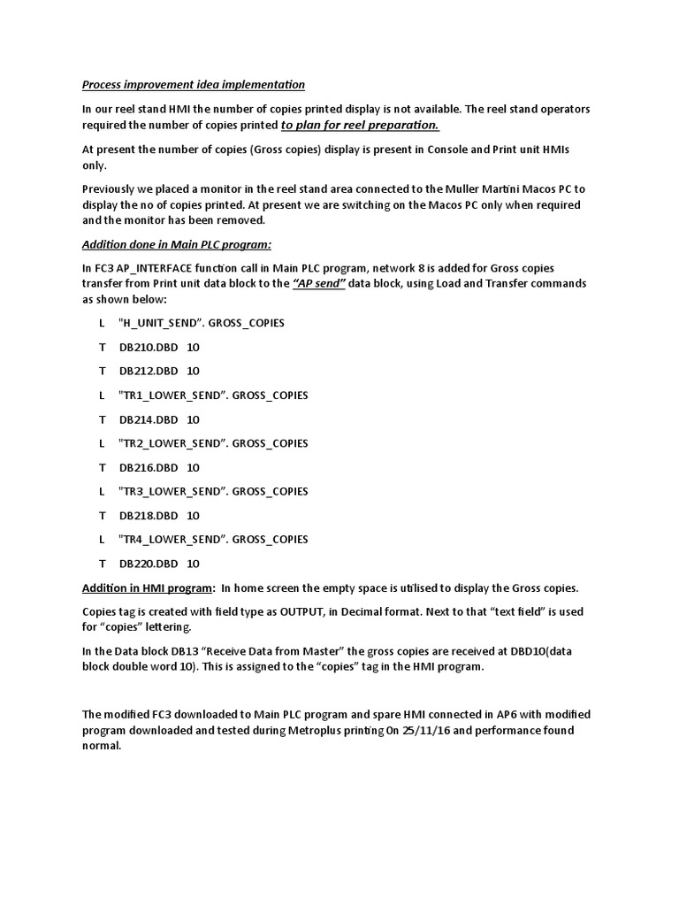 Gross Copy Display In Reelstand Hmi Pdf
