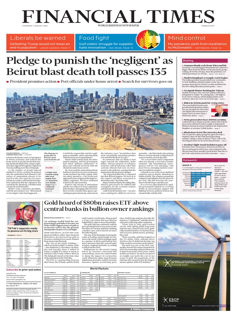 Financial Times Middle East - August 06, 2020 | PDF | Bharatiya Janata  Party | Narendra Modi