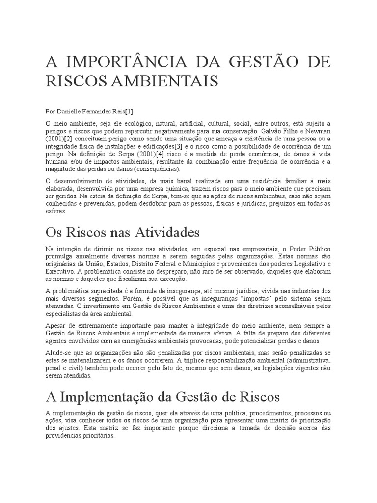 Gestão de Riscos Ambientais Empresariais | PDF | Ambiente natural ...
