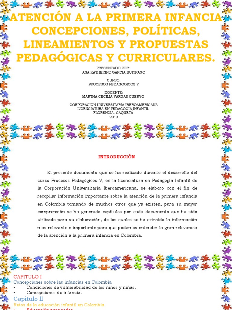 Atención a la Primera Infancia en Colombia | PDF | Educación de la ...
