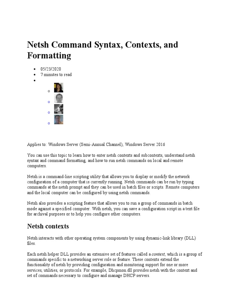 Netsh Command Syntax PDF Command Line Interface Computer Networking