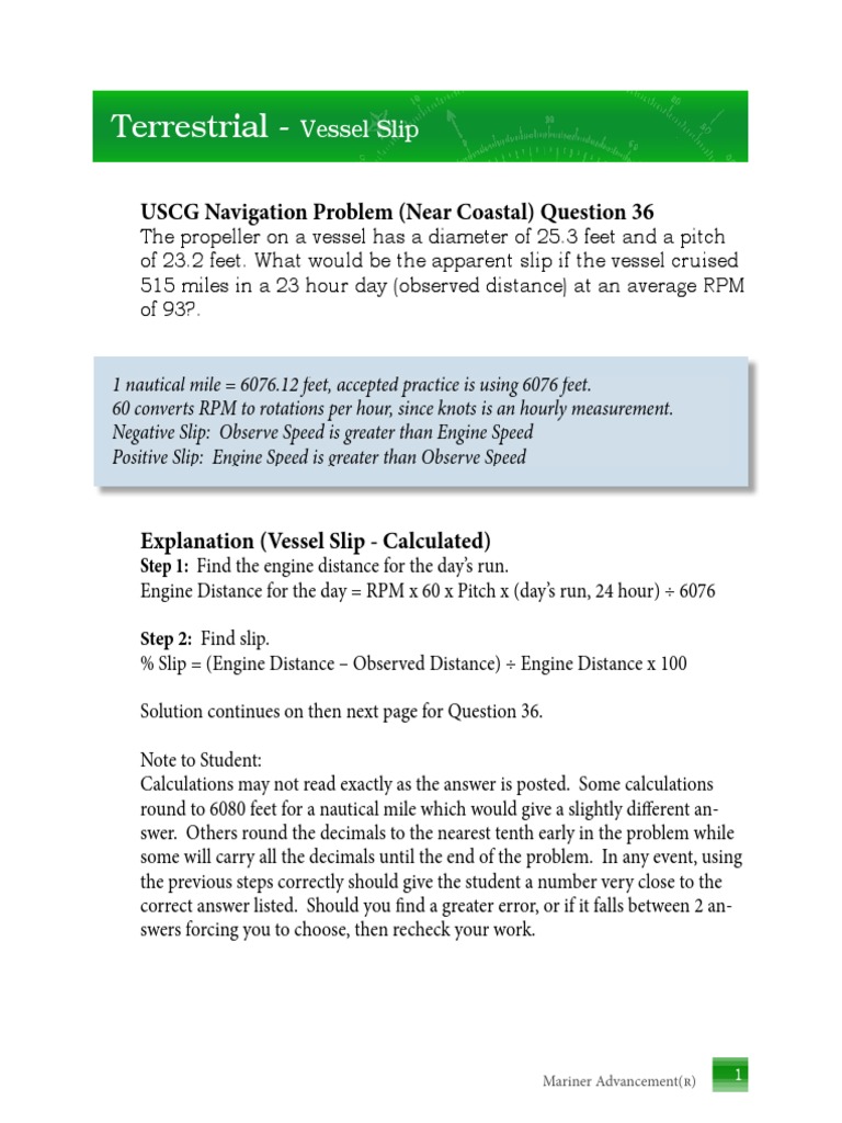 Terrestrial USCG Navigation Problem (Near Coastal) Question 36