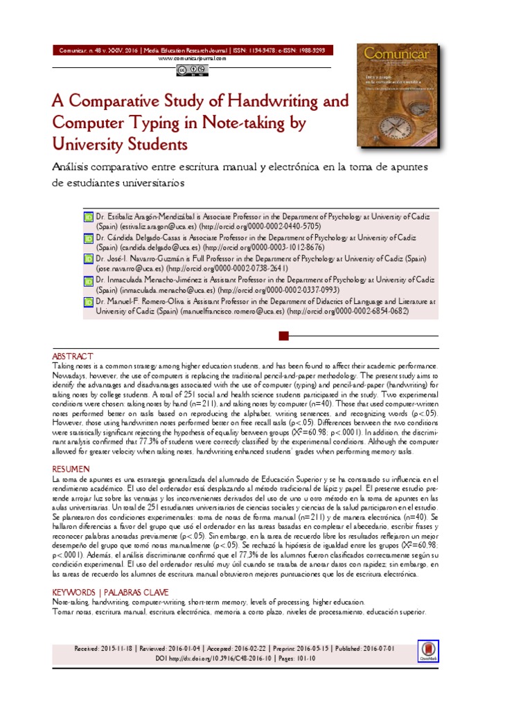 Aragón-Mendizábal Et Al (2016) A Comparative Study of Handwriting and ...