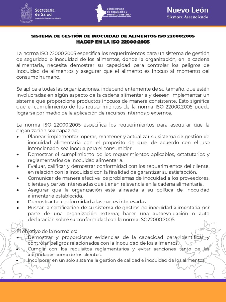 Gestión de Inocuidad Alimentaria ISO 22000 | PDF | Análisis de Riesgo y ...