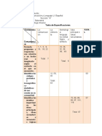 Ejemplo de Tabla de Especificaciones