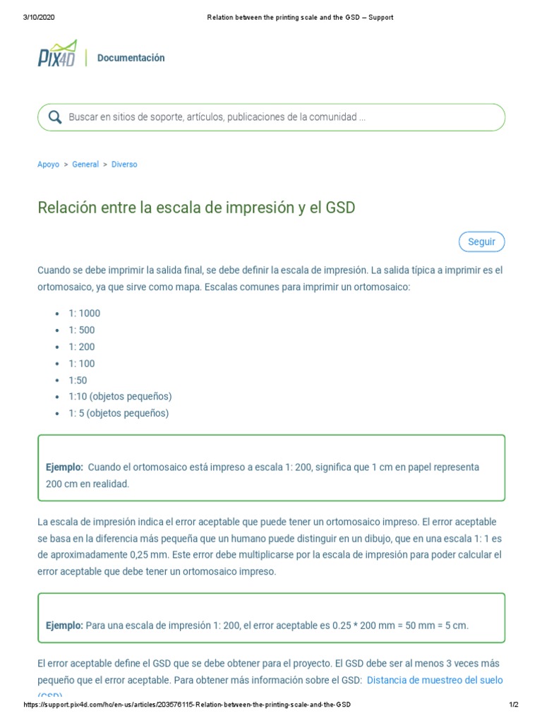 Relation Between The Printing Scale and The GSD Support PDF PDF