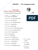 Grammar Worksheet: Past Tense - Verb To Be