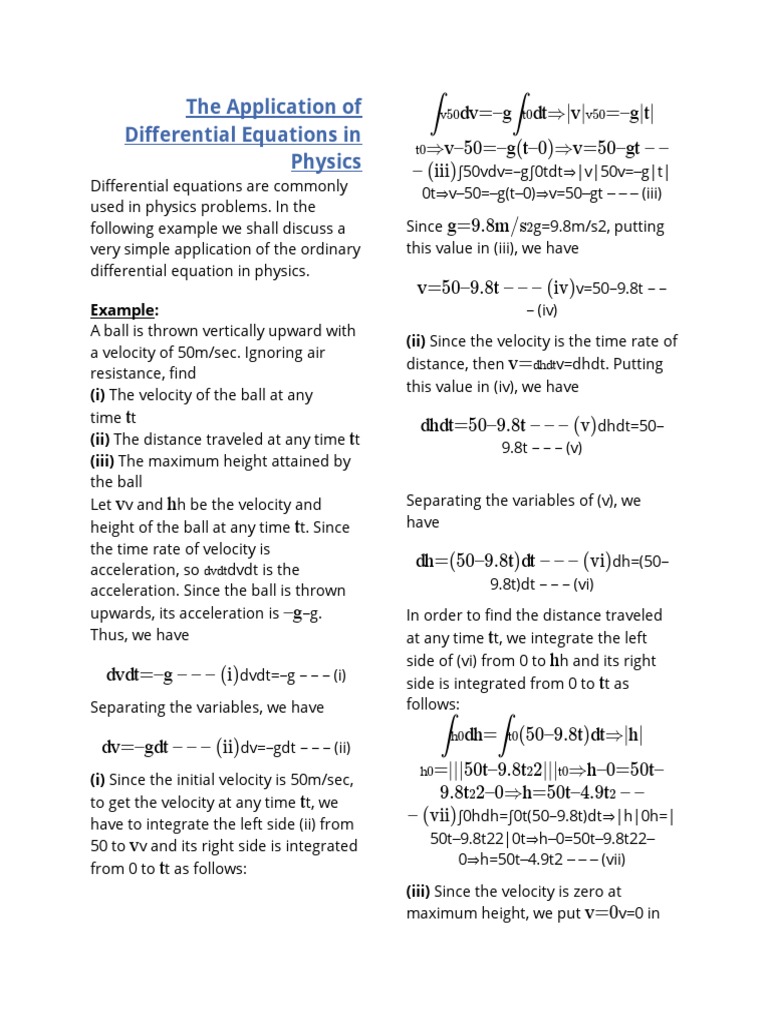 Applications of Differential Equations in Physics | PDF | Differential ...