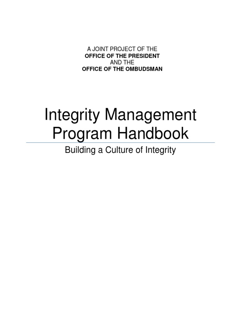 Integrity Management Program Handbook | PDF | Integrity | Governance