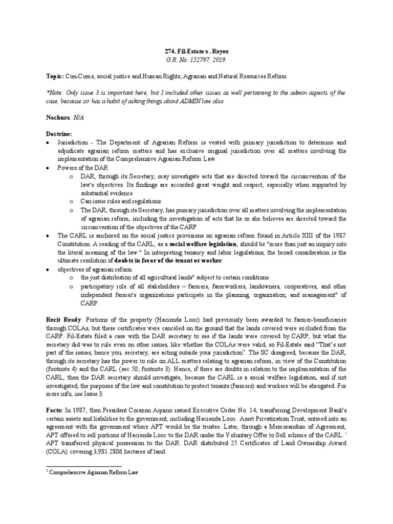 Agrarian Reform Jurisdiction Dispute | PDF | Subpoena | Jurisdiction