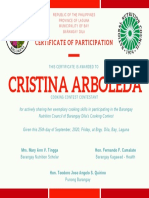 Cristina Arboleda: Certificate of Participation