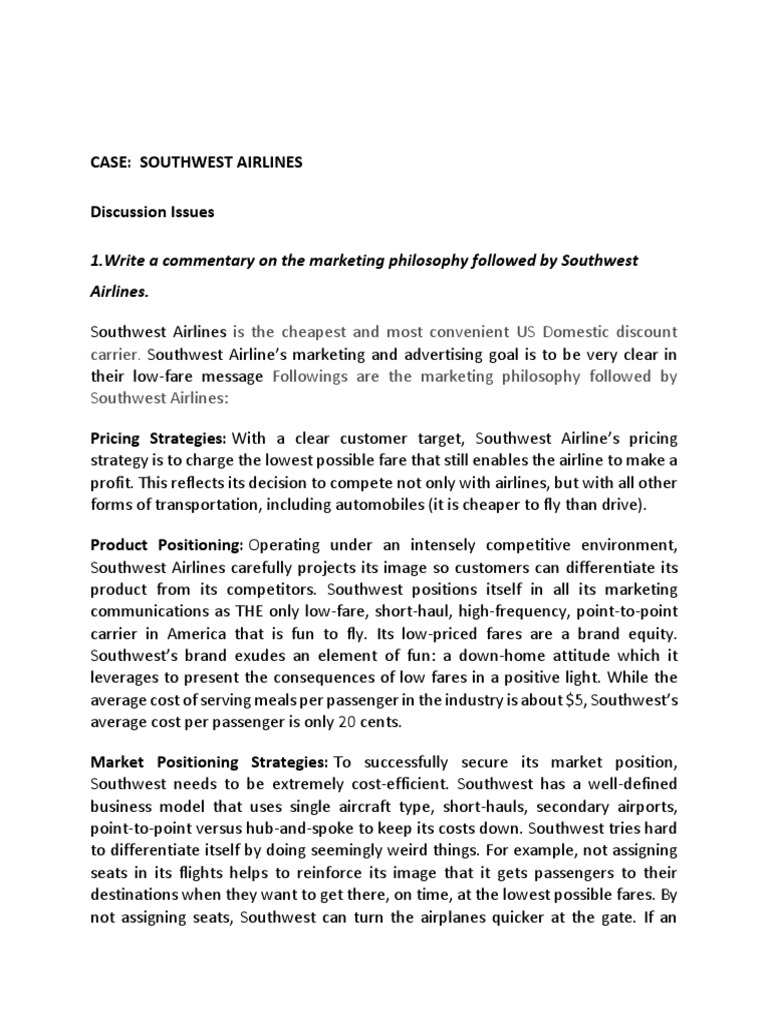 Marketing Assignment PDF Airlines Low Cost Carrier