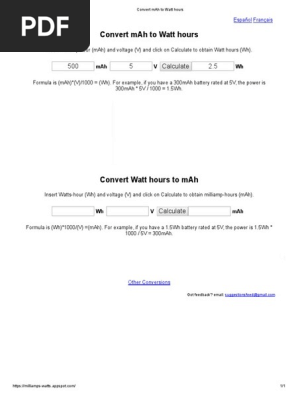 Convert Mah To Watt Hours Pdf