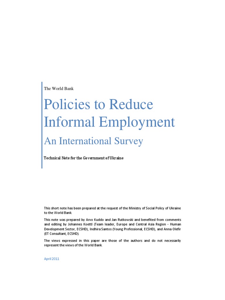 Policiesto Reduce Informal Employment Eng | PDF | Taxes | Labour Economics