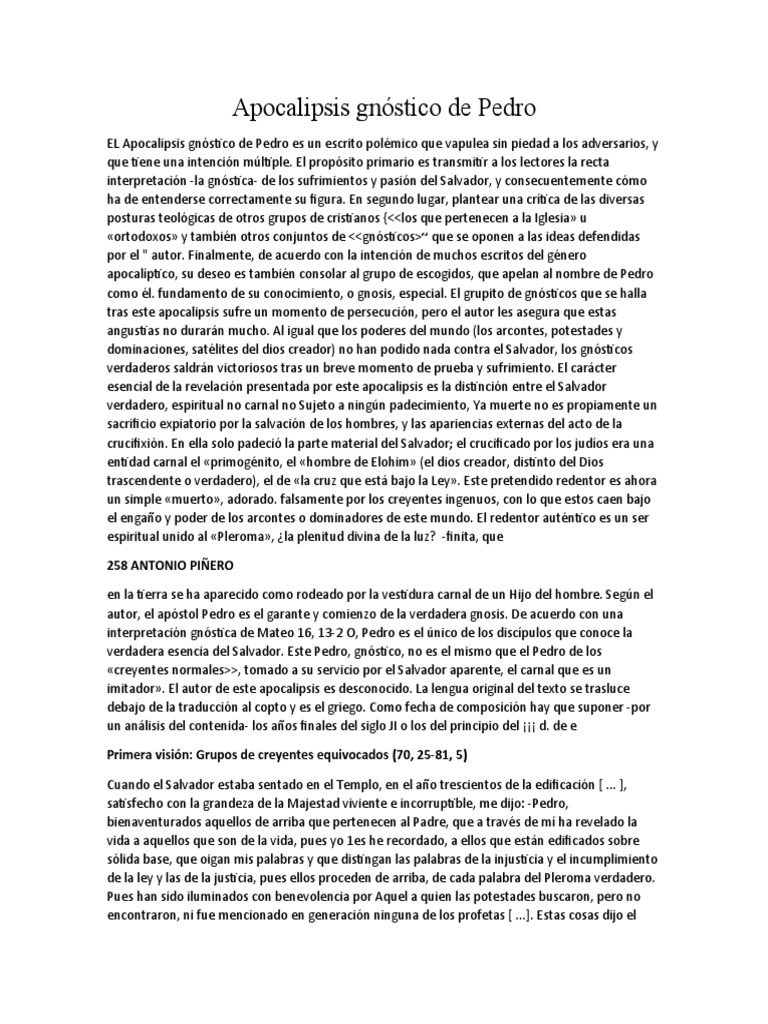 Apocalipsis Gnóstico de Pedro PDF Libro de revelación Cristo (título)