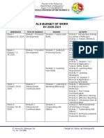 Als Budget of Work SY-2020-2021: Schools Division of Batangas City