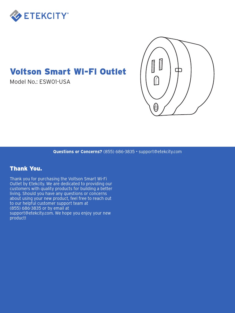 ESWO1-USA Etekcity Voltson Smart Wifi Outlet User Manual Etekcity
