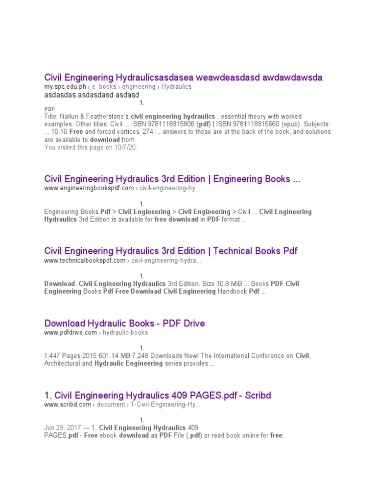 Civil Engineering Hydraulics Essentials PDF