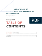 Table Of: Dependence of Angle of Deviation On The Wavelength of Light Used