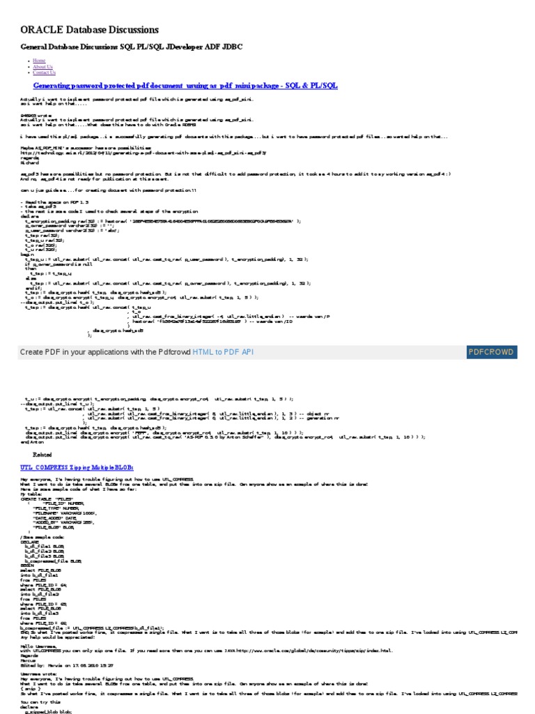 ORACLE Database Discussions: Generating Password Protected PDF Document ...