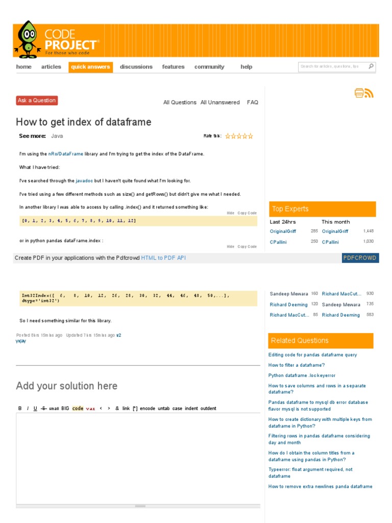 How To Get Index of Dataframe Quick Answers Download Free PDF