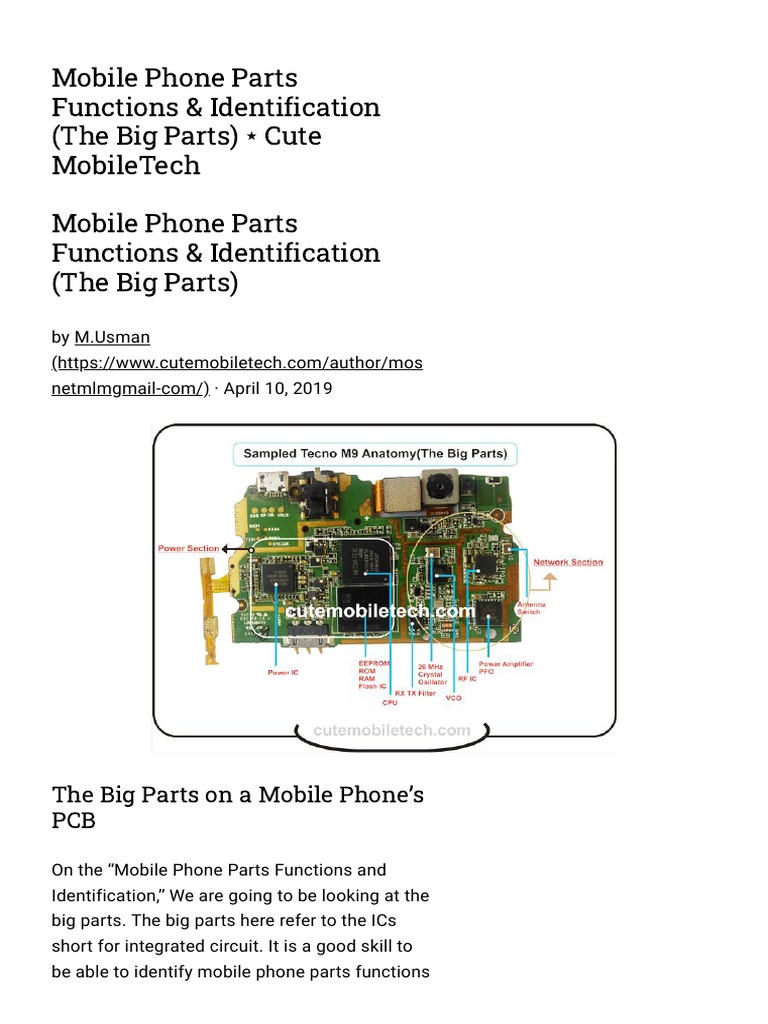 Mobile Phone Parts Functions & Identification (The Big Parts) Cute MobileTech PDF Random