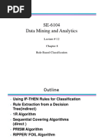 SE-6104 Data Mining and Analytics: Lecture # 12 Rule Based Classification