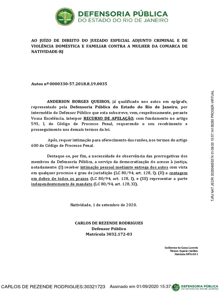 Exemplo de Petição Protocolada Pelo Site Do TJRJ | PDF