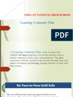 Camalanda-An National High School: Learning Continuity Plan