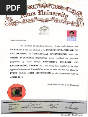 Degree certificate