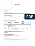 Resume: S.No - Course Institution Year OF Passing Percentage /cgpa