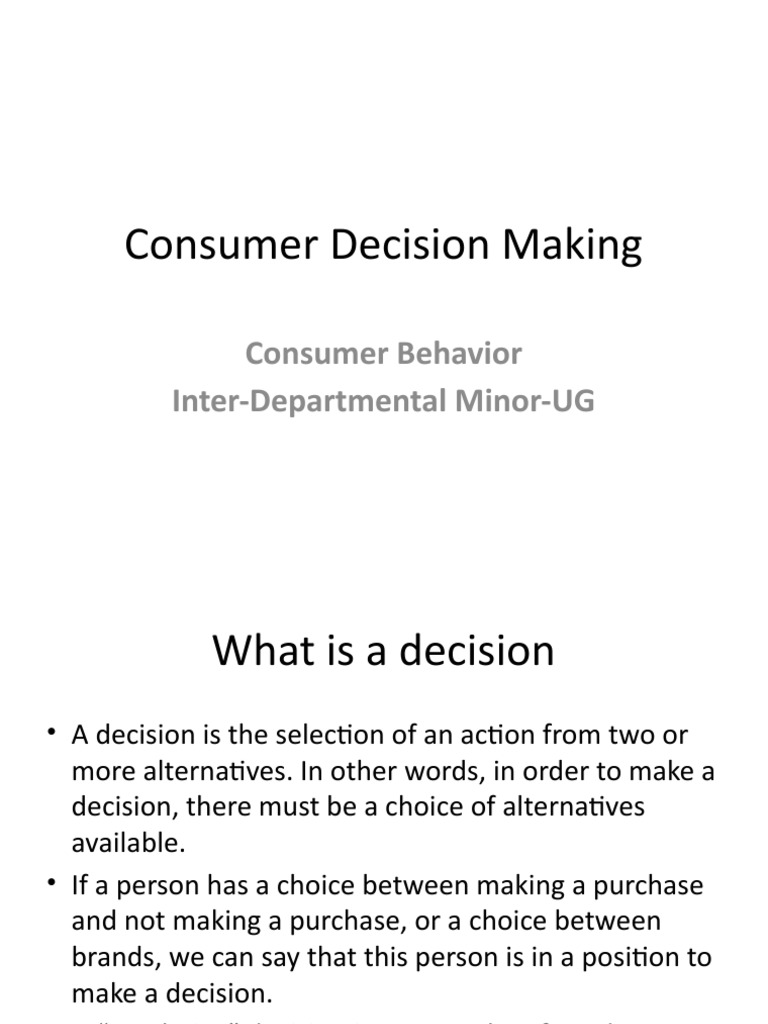 Consumer Decision Making PDF Consumer Behaviour Behavior