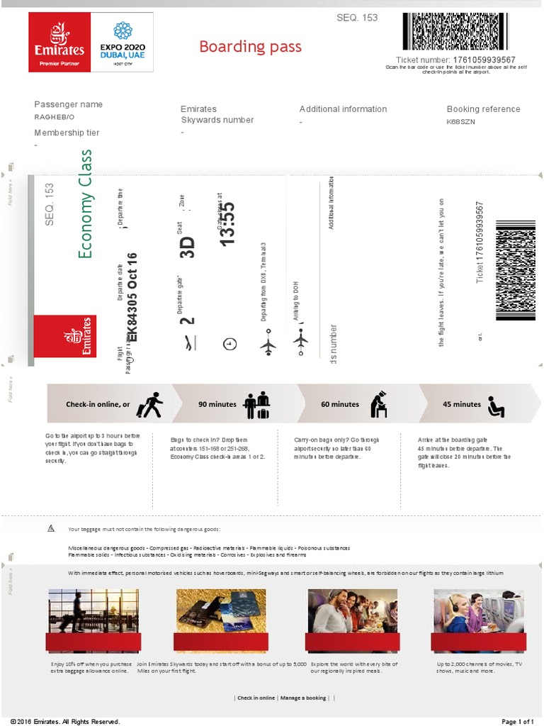 Emirates Online Check in | PDF | Aviation | Transport