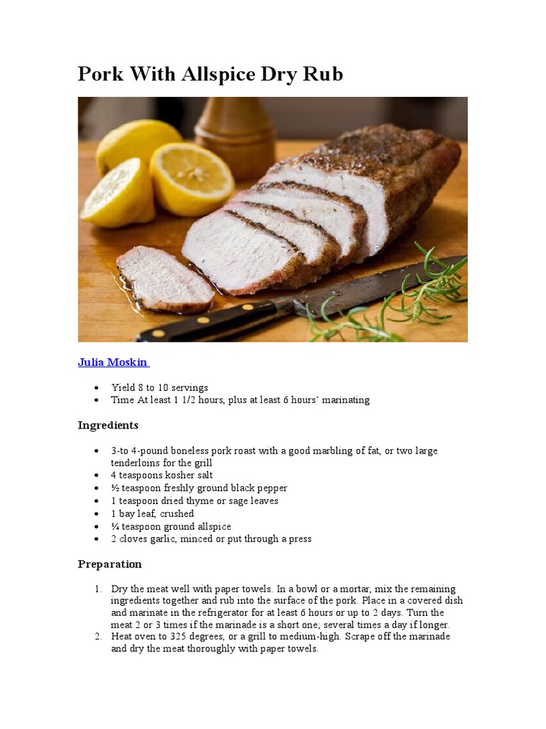 Pork With Allspice Dry Rub PDF