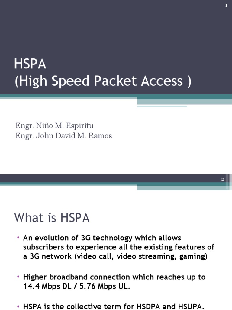 HSPA Overview by Engr. John M. Ramos | PDF | Telecommunications ...